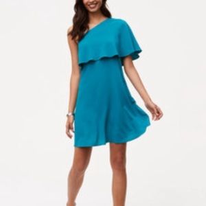 LOFT One Shoulder Turquoise Dress
